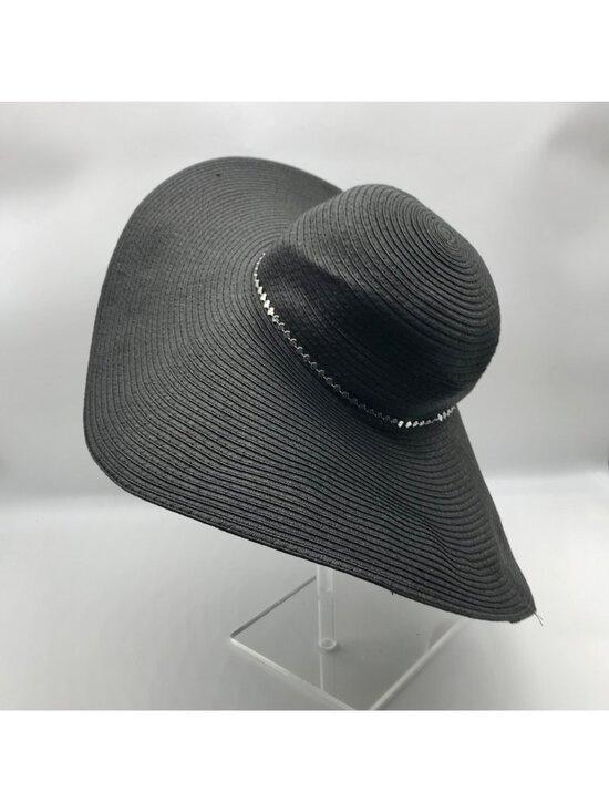 I.N.C. International Concepts Black Sun Hat With Decorative Shell Chain main image 4